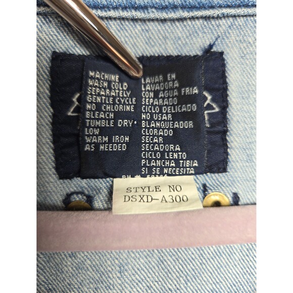 Solutions Original Vintage Denim Vest Pockets Flags Button Up Women's Medium - Picture 7 of 12